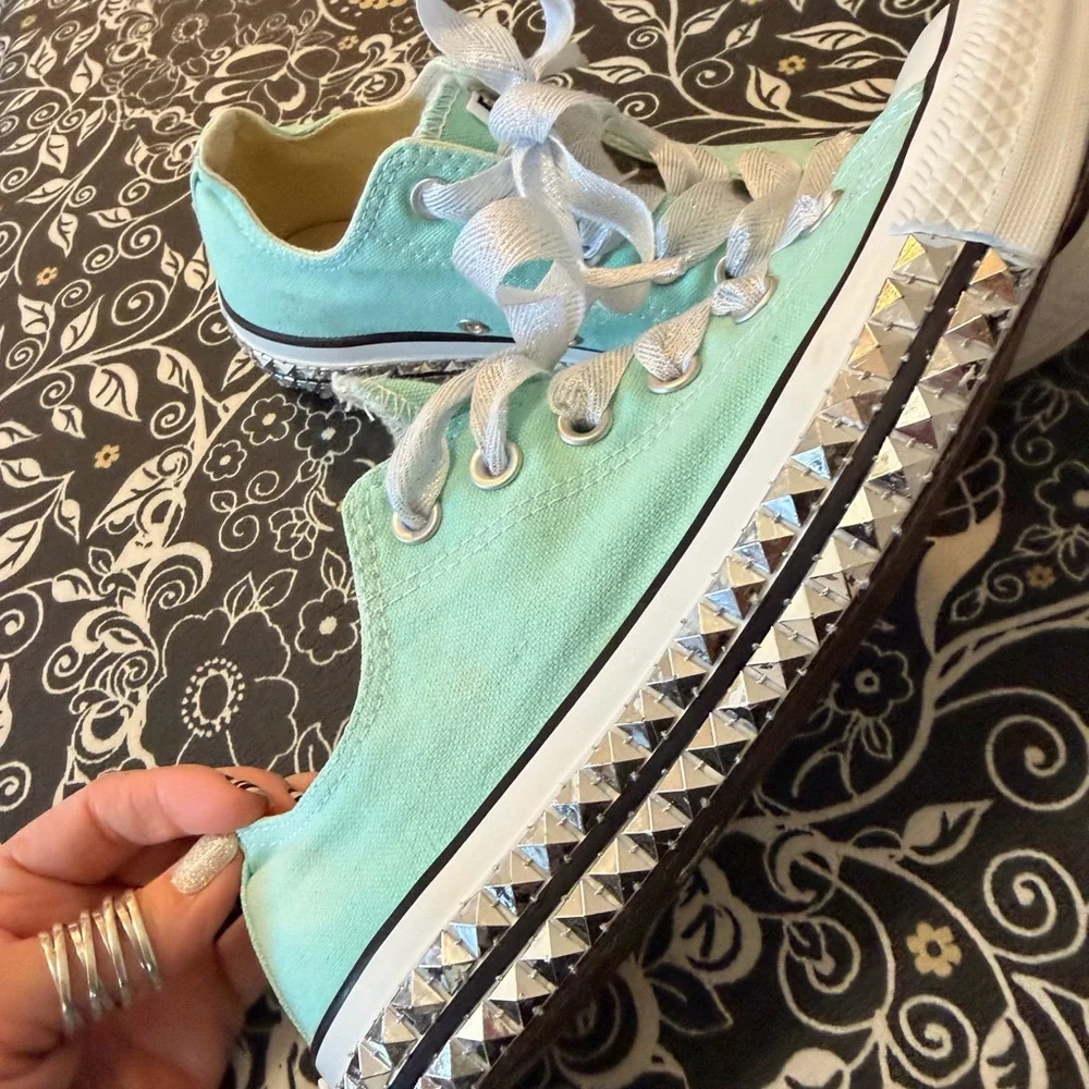 Converse Mint Green Sneakers with Studded Detail - Picture 9 of 10